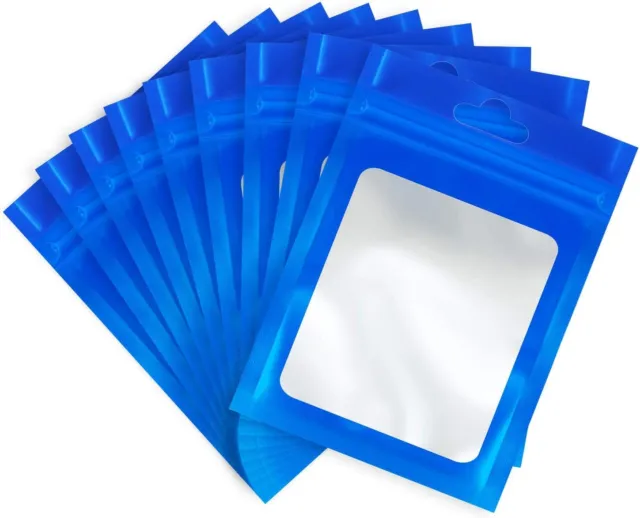 Clear Blue Window Gripseal Bags Zipper Lock Flat Pouch For Packaging Art Craft