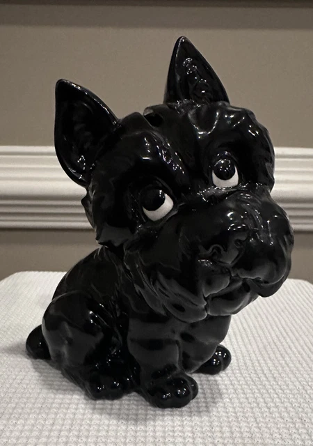 Scottish Terrier Dog Coin Bank - Black Porcelain Piggy Bank