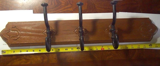3 Hook Coat Rack 25" W ~ Vintage / Country Style ~ Wall Mount Heavy Duty Plastic