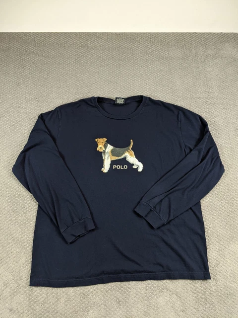 Vintage Polo Sport Ralph Lauren Shirt Big Dog Print Mens 2XL Blue Long Sleeve Vintage Polo Sport Ralph Lauren Shirt Big Dog Print Mens 2XL Blue Long Sleeve
