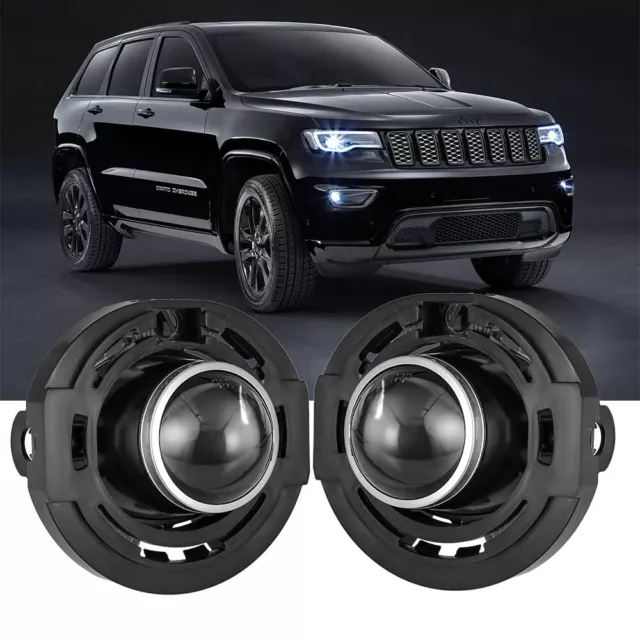 For 2014-2021 Jeep Grand Cherokee Fog Lights Clear Front Bumper Lamp Left+Right