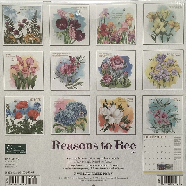 WILLOW CREEK PRESS 2024 Reasons To Bee Wall Calendar 10.99 PicClick