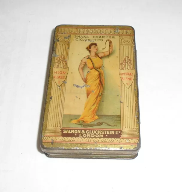 RARE Old Snake Charmer Cigarette Tin ~ Old Salmon & Gluckstein Advertising