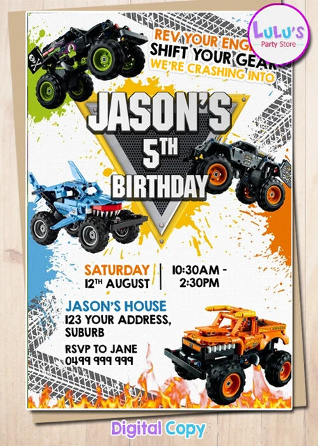 DIGITAL MONSTER JAM Birthday Party Invite Personalised Truck