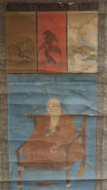 Authentic, Original Hanging Scroll of a Kakejikm Buddha - Hand painted on a f... 2