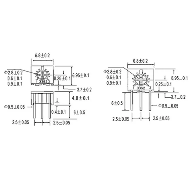 3362P Trimmer Trim-pots Pot 100 ohm - 1M ohm 13 Values Trimmer Potentiometers 2