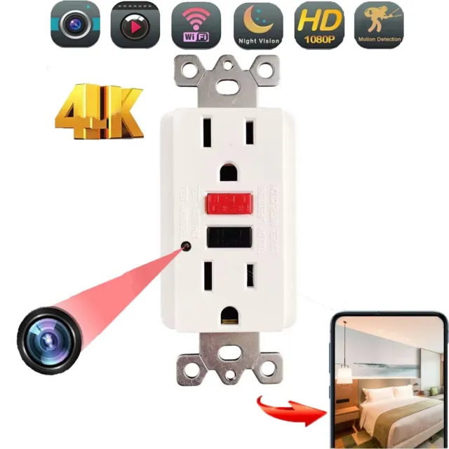 1080P  HD IP WIFI Security Camera GFCI Mini-Breaker AC Outlet Plug ON/OFF Switch