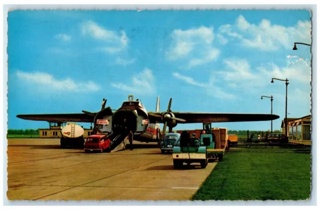 1964 Car Going Inside an Airplane Airport Rotterdam Netherlands Postcard