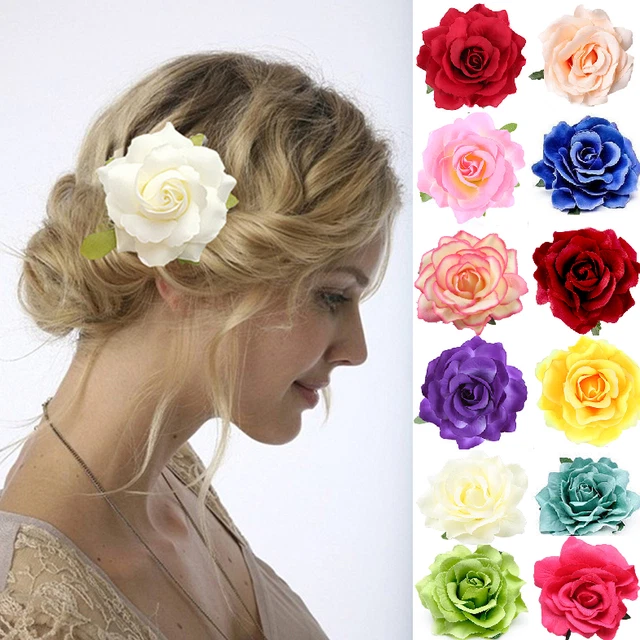 Haarclip Rose Brosche Blüte Haarspange Clip Haarschmuck Blume viele Farben