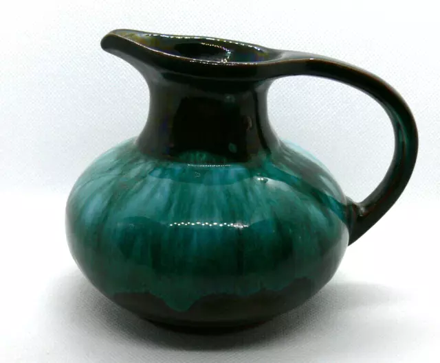 Blue Mountain Pottery Squat Jug/Pitcher 10cm Blue Green Black Drip Glaze