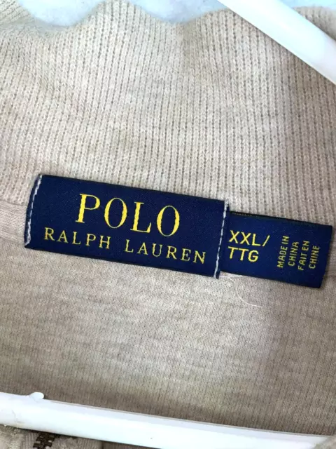 POLO RALPH LAUREN Beige Pullover Quarter 1/4 Zip Men's Sz 2XL Sweater ...
