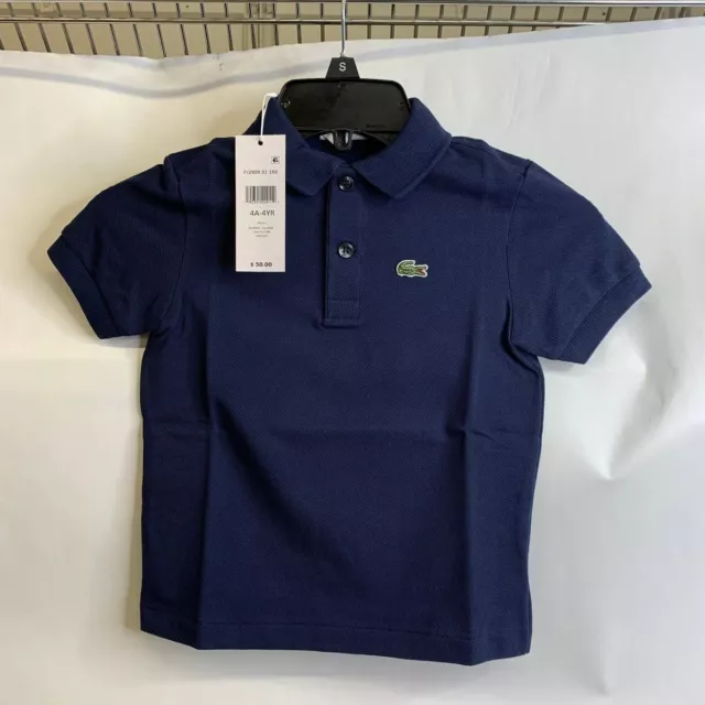 LACOSTE Regular Fit Petit Piqué Polo Kids' Size 4YR Navy Blue PJ2909