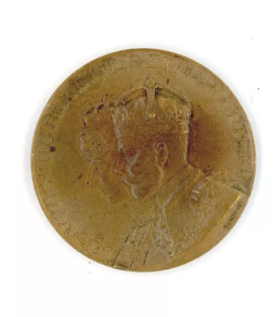 Royal Visit King George V medallion medal Port Sunlight 1914 bronze antique #39