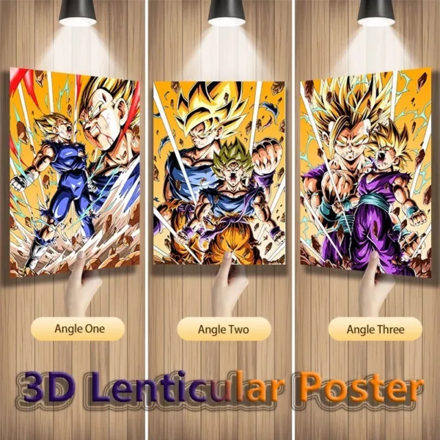 Goku,Vegeta,gohan-3D Lenticular Effect- Anime Dragon Ball Z Poster