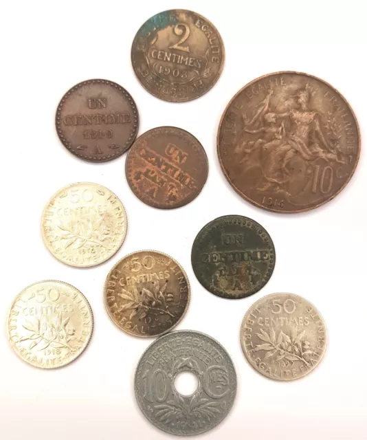 Lot de 10 monnaies de France années diverses