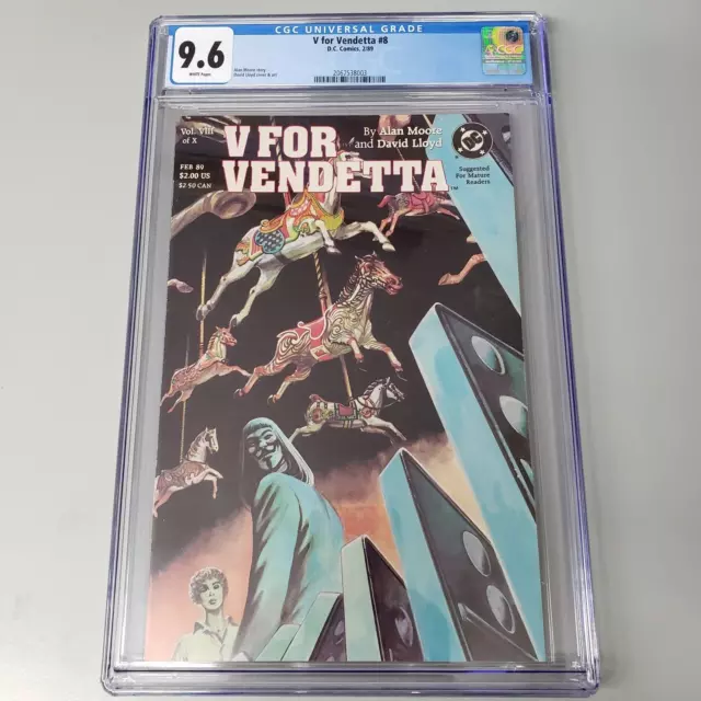 V for Vendetta #8 CGC 9.6 White Pages Alan Moore DC Comics 1989