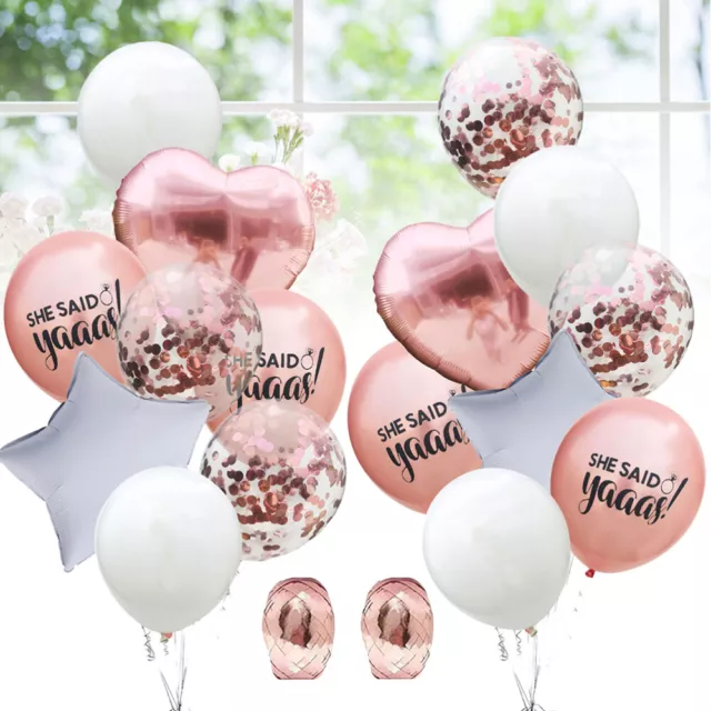 18pcs/set 12 Inch She Said Rose Gold, White, Confetti Latex Balloons and Star