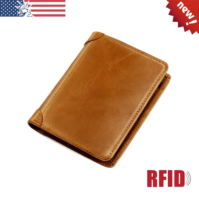 Slim Mens Leather RFID Blocking Bifold Trifold Wallet Money Credit Card Holder