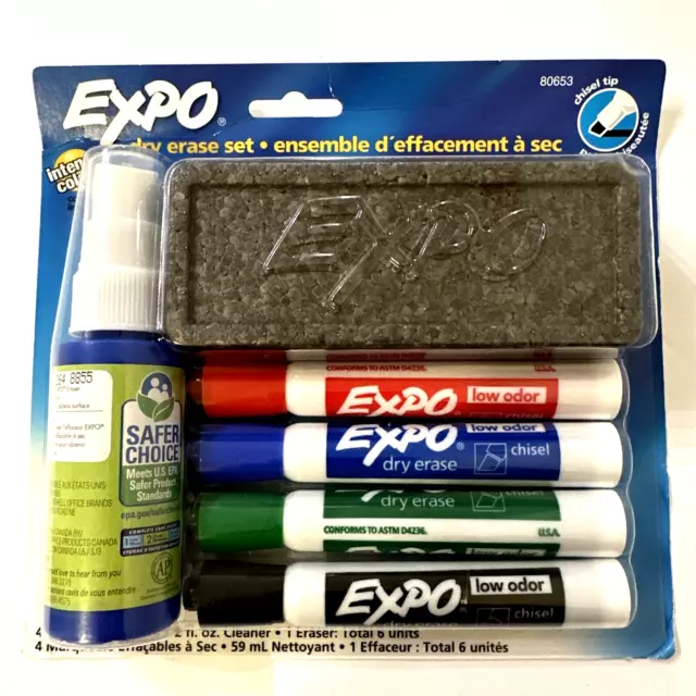 Low-Odor Dry-Erase Marker Starter Set, Ultra Fine, Assorted, 5/Set