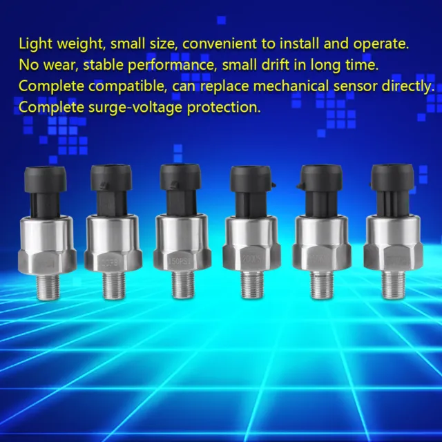 1/8NPT Stainless Steel Pressure Transducer Sender Sensor 0-4.5V Oil Fuel Air Hot 3