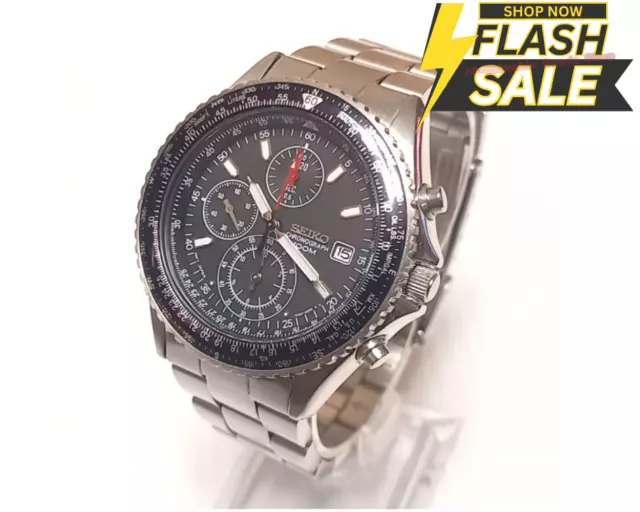 [Quasi nuovo] Cronografo pilota Seiko Flightmaster 7T92-0CF0 quadrante nero quarzo JP