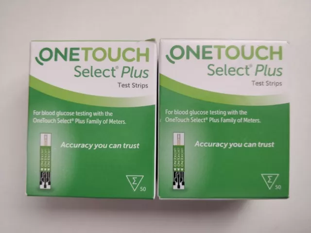 OneTouch Select Plus Blood Glucose Diabetic Test Strips One Touch - 2 x 50 = 100