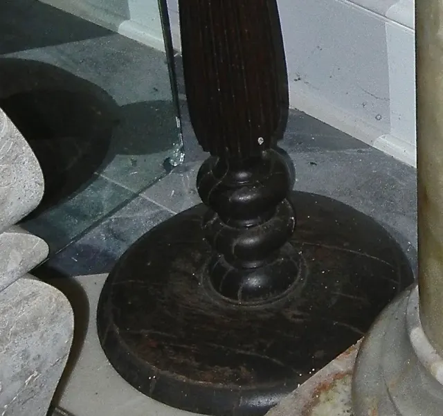 Dark Wood   Victorian  Turned Pedestal Stand  Marble Top 3