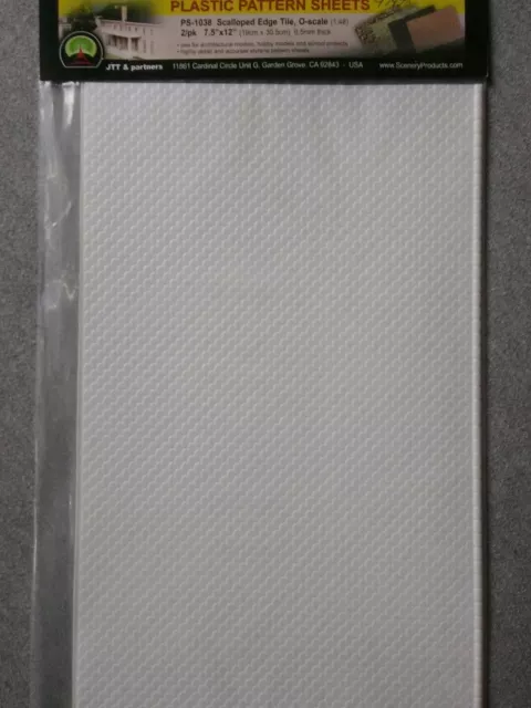 JTT Plastic Pattern Sheets O PS-1038 Scalloped Edge Tile 7.5"x12" 2-Pack ~ TS