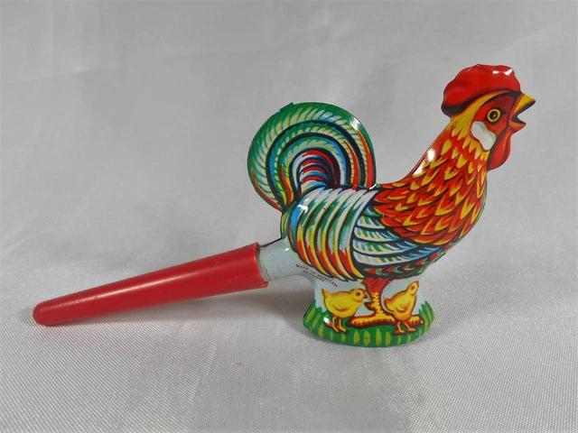 RAVISSANT ANCIEN SIFFLET Coq En Tôle Signé Western Germany EUR 39,99