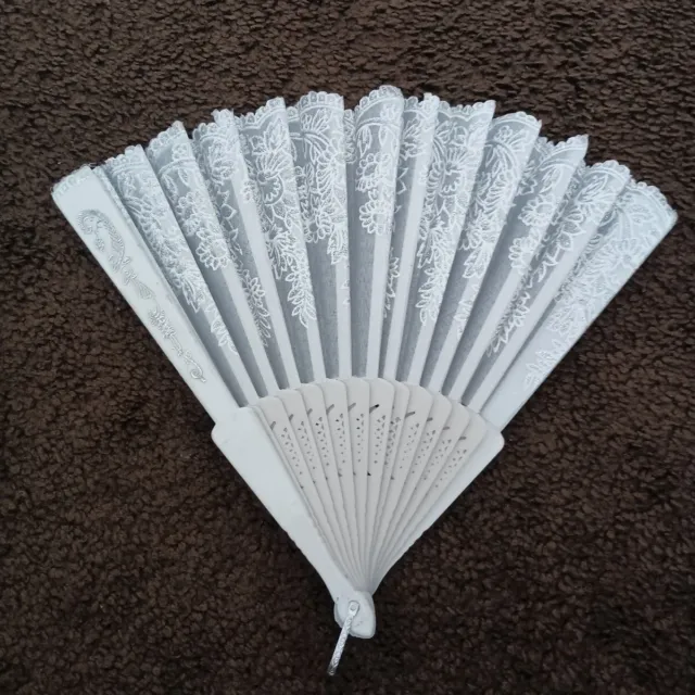 White And Silver Intriquite Chinese Folding Fan