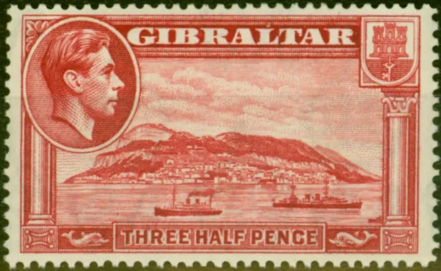 Gibraltar 1938 1 1/2d Karminrot SG123 P.14 Fein MTD Postfrisch