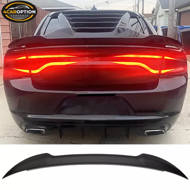 Fits 15-23 Dodge Charger V3 Style Rear Trunk Spoiler Wing ABS Matte Black