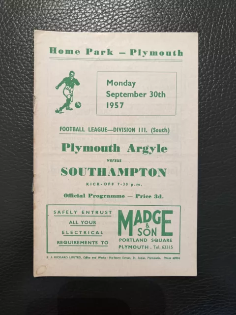 30.9.1957. Plymouth Argyle v Southampton (Div 3 South).