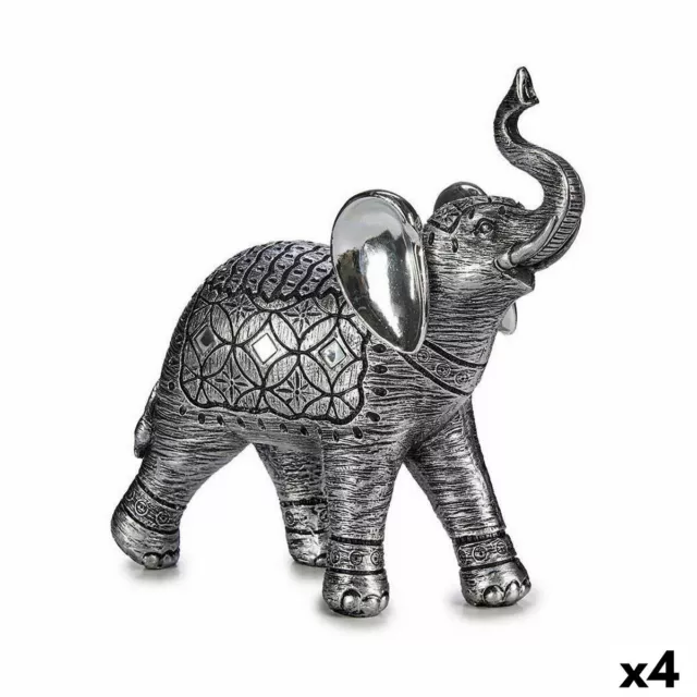 Figura Decorativa Elefante Plateado 27,5 x 27 x 11 cm [4 Unidades]