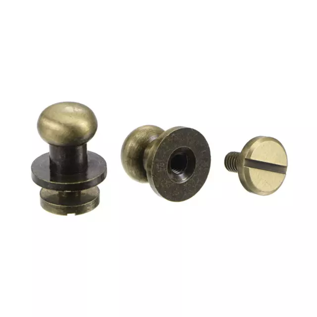 5 Set 8mm Solide Laiton Tête Goujon Vis Rivets Fixation Cuir Sac à Main Bronzé