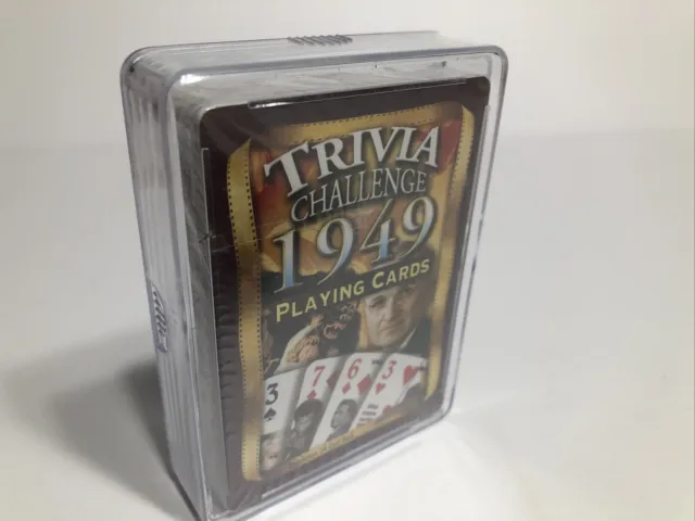 NUEVO mazo de cartas de juego Flickback 1949 Trivia Challenge con estuche rígido 52 baraja de cartas