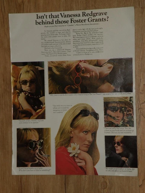 Magazine Ad*- 1968 - Foster Grant Sunglasses - Vanessa Redgrave