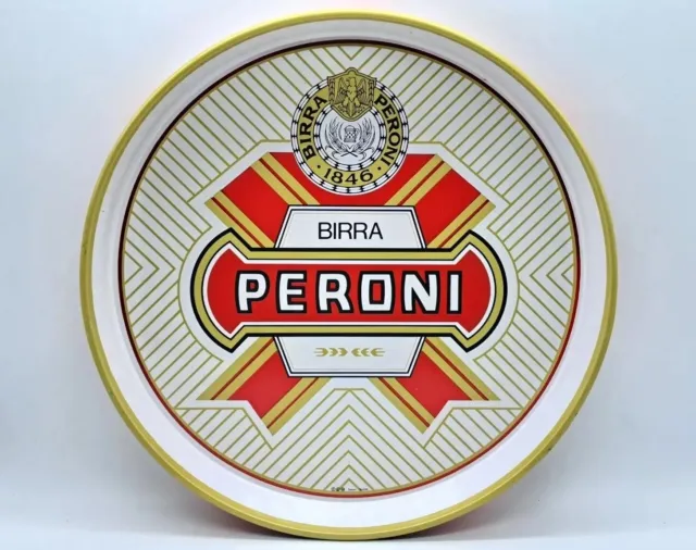 Vassoio Pubblicitario Birra Peroni Beer Bier-In Metallo-Pub Bar-Anni 70'-Vintage