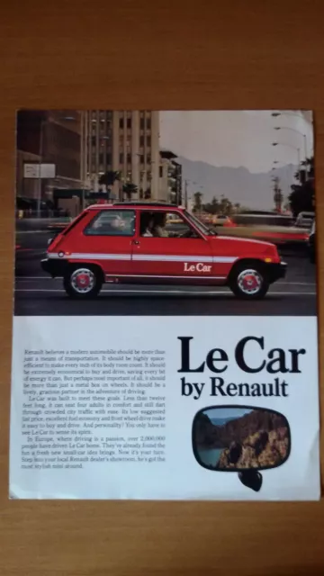 Renault Le Car Lecar 5 R5 Katalog Flugblätter Broschüre USA NOS