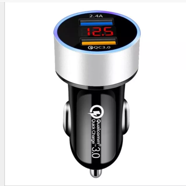 Smart Dual USB Car Phone Charger with Voltage Monitor Aluminum Rim 31A Output
