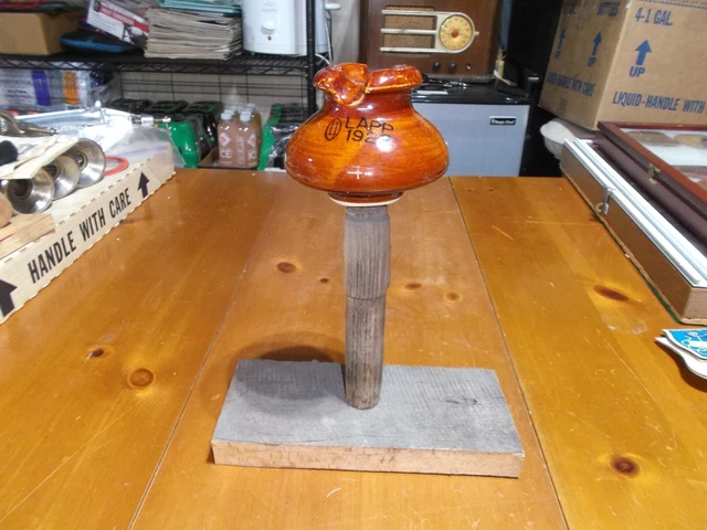 Vintage Lapp 1928 Ceramic Electrical Saddle Insulator Brown Glazed Porcelain