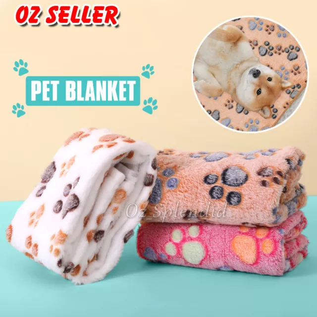 Warm Pet Mat Paw Print Cat Dog Puppy Fleece Soft Blanket Bed Cushion SML Size