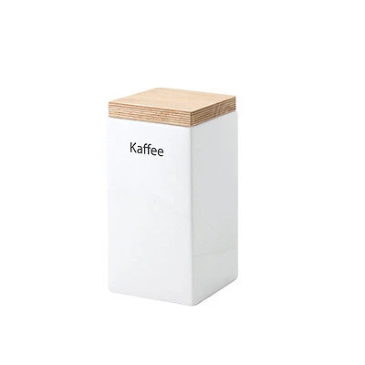 Continenta Vorratsdose quadratisch mit Holzdeckel 1200 ml weiß Keramik 3914