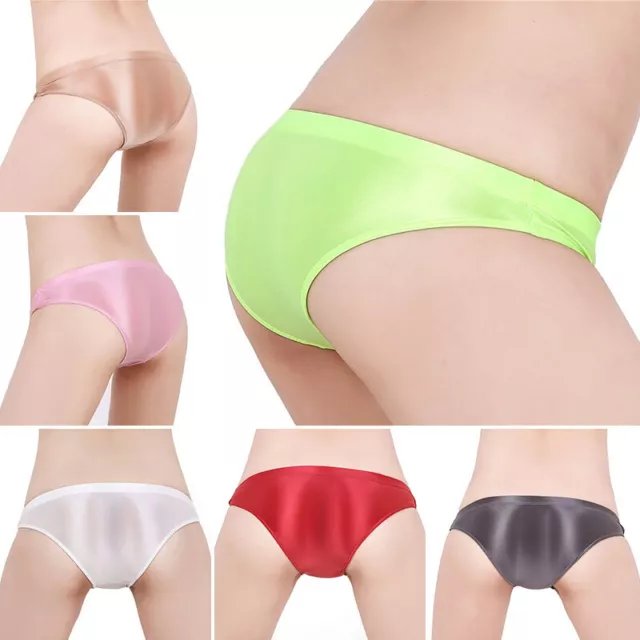 Womens Satin Silky Shiny Sexy Glossy Wet Look Knickers Briefs Underwear Panties