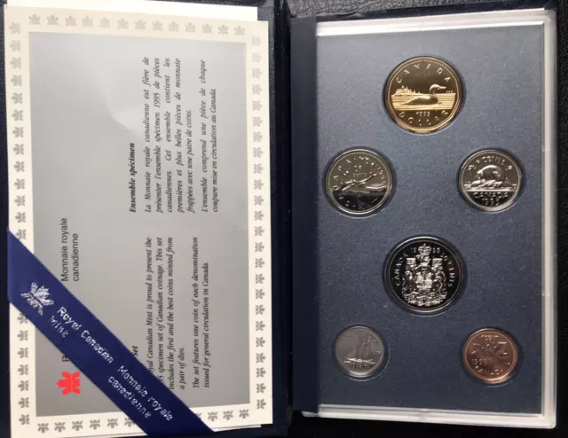 Canada 1995 Specimen Coin Collection Set: 1 Cent - $1 Dollar ~ Info Card ~ Cased