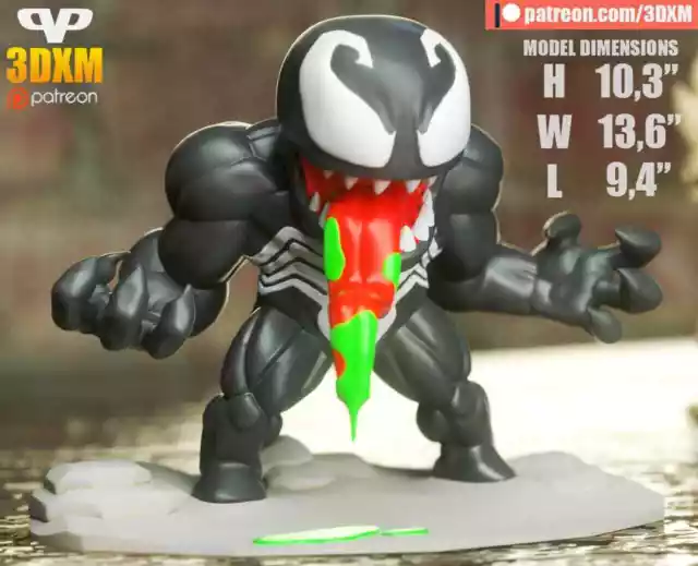 CHIBI VENOM MARVEL 3DXM resina 3D 1:6! UNPAINTED NO FUNKO POP