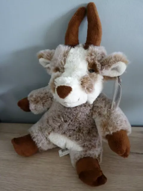 P4. DOUDOU PELUCHE Gausapa CHAMOIS BOUQUETIN beige marron blanc  26cm+corne NEUF