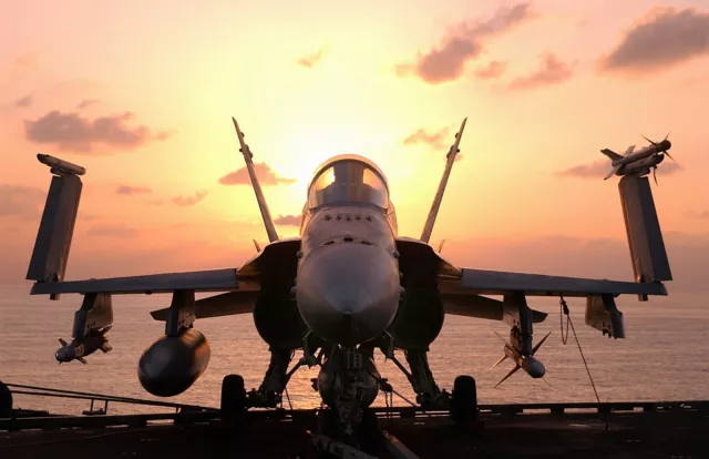 Art  F/A-18 “Hornet” with Weaps Ready.  14x20  Oil Painting Giclee Print Canvas