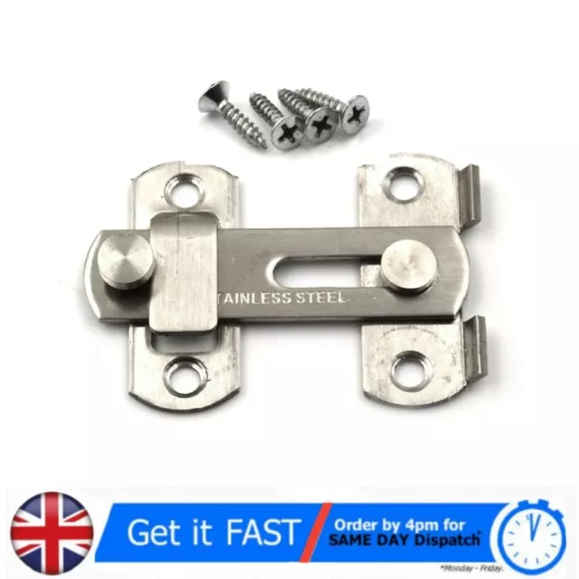 Stainless Steel Door Bolt Latch Slide Catch Lock Gate Box Home Safety BG