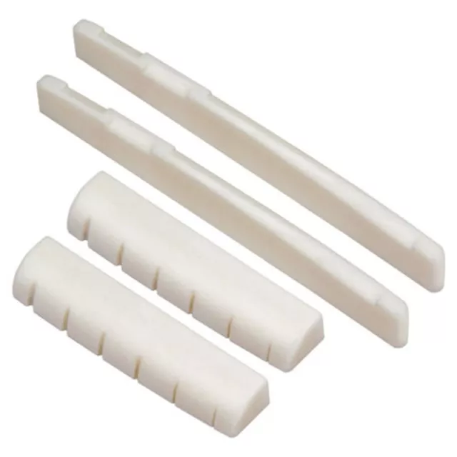 2 Set,6 String Acoustic Guitar Bone Bridge Saddle And Nut Made Of Real Bone